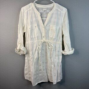 Motherhood Maternity White Sheer 100% Cotton Blouse